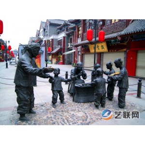 銅雕人物-吹糖人